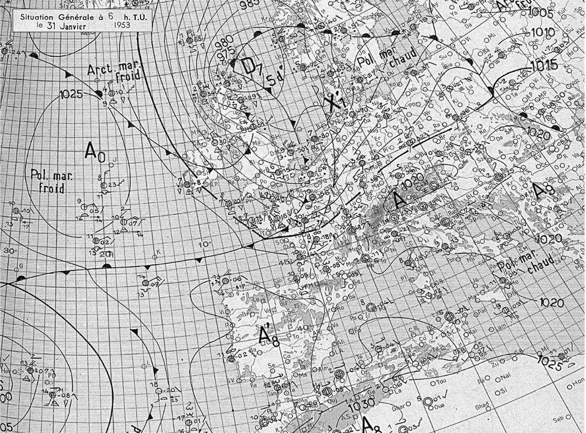 Analyse surface 31/01/1953 à 06 utc
